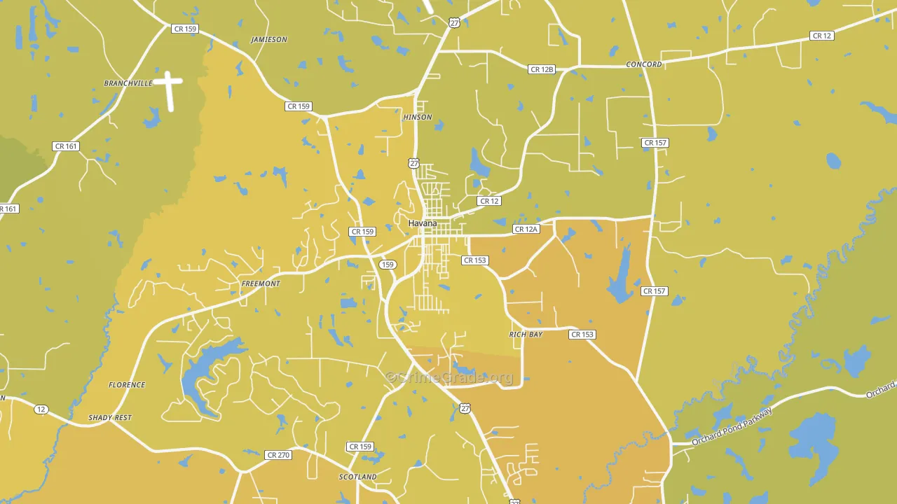 Havana, FL Map of Vehicle Theft Rates