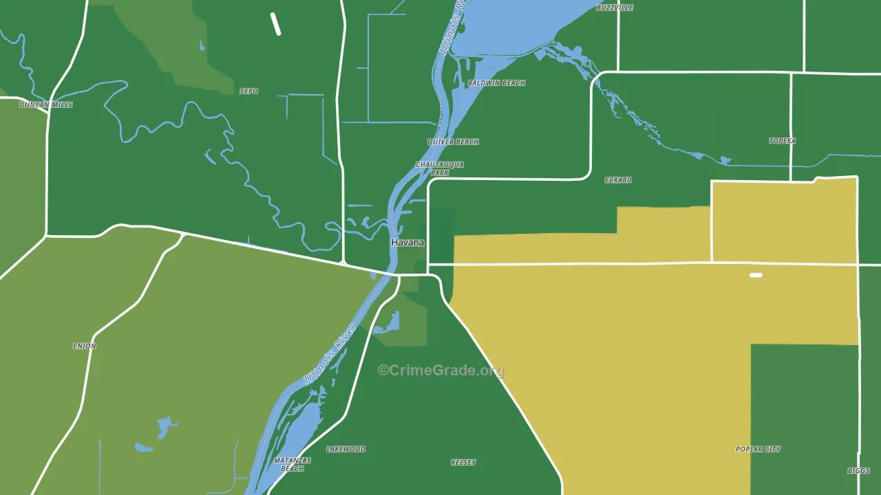 Havana, IL Map of Vehicle Theft Rates