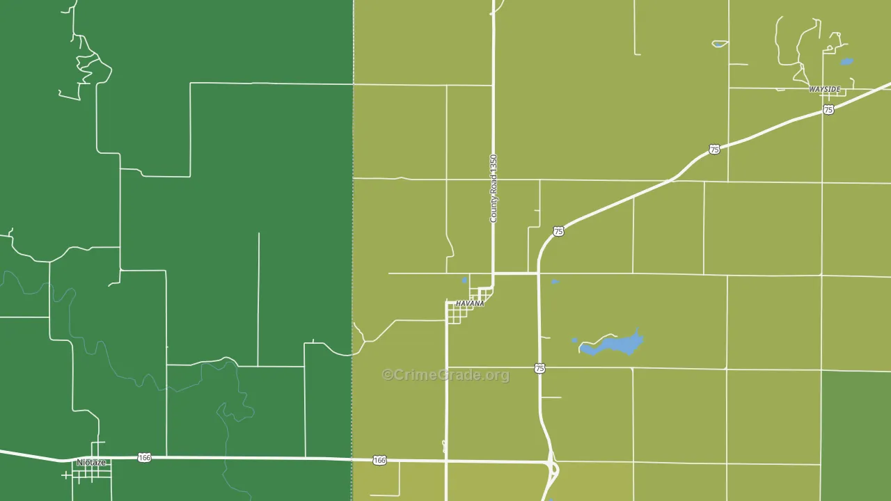 Havana, KS Map of Vehicle Theft Rates