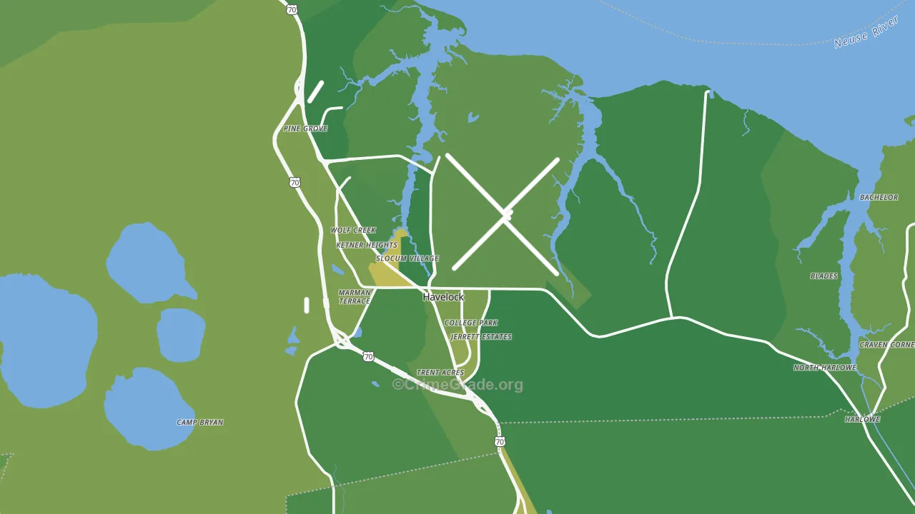 Havelock, NC Map of Vehicle Theft Rates