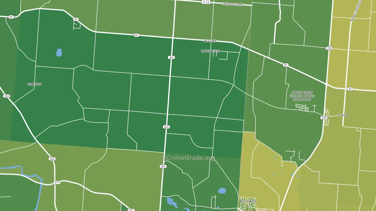 Haven View, OH Map of Vehicle Theft Rates