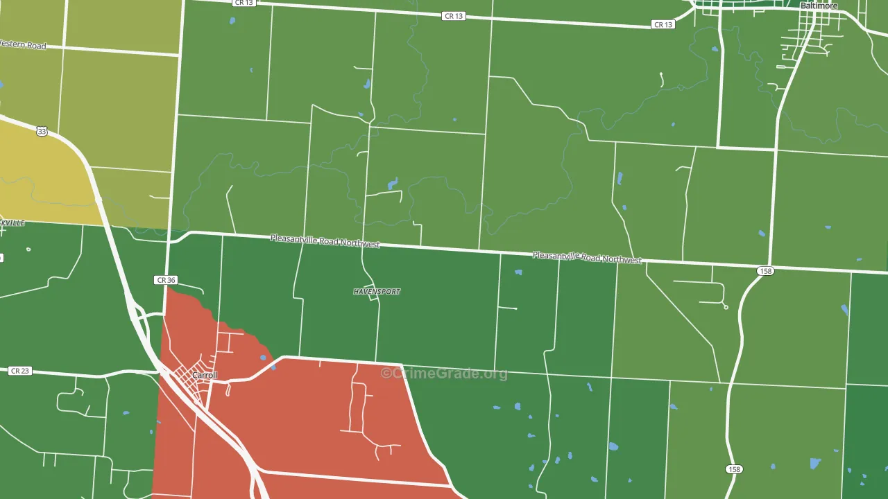 Havensport, OH Map of Vehicle Theft Rates