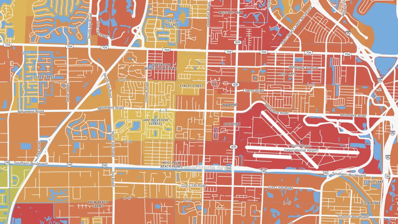 Haverhill, FL Map of Vehicle Theft Rates