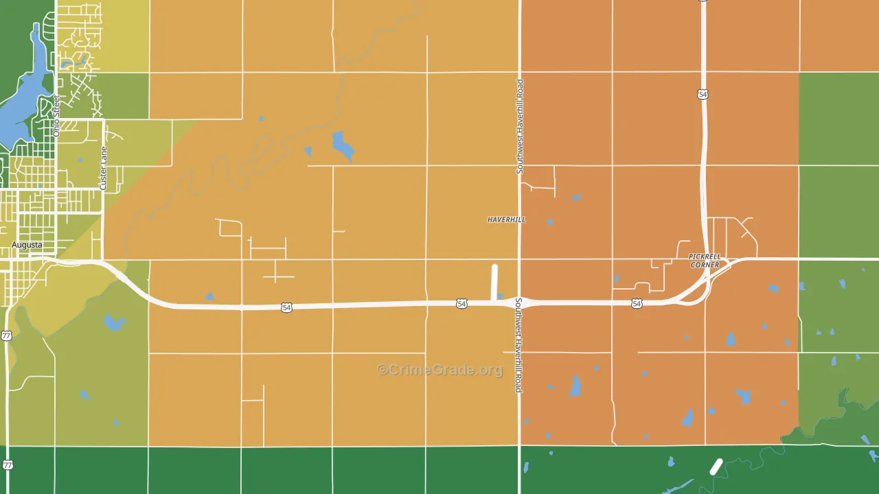 Haverhill, KS Map of Vehicle Theft Rates