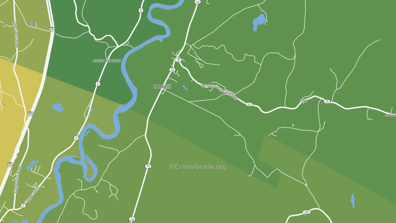 Haverhill, NH Map of Vehicle Theft Rates