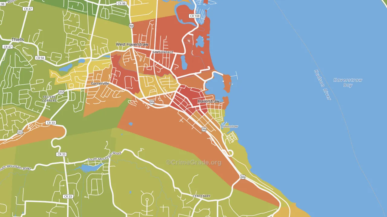 Haverstraw, NY Map of Vehicle Theft Rates