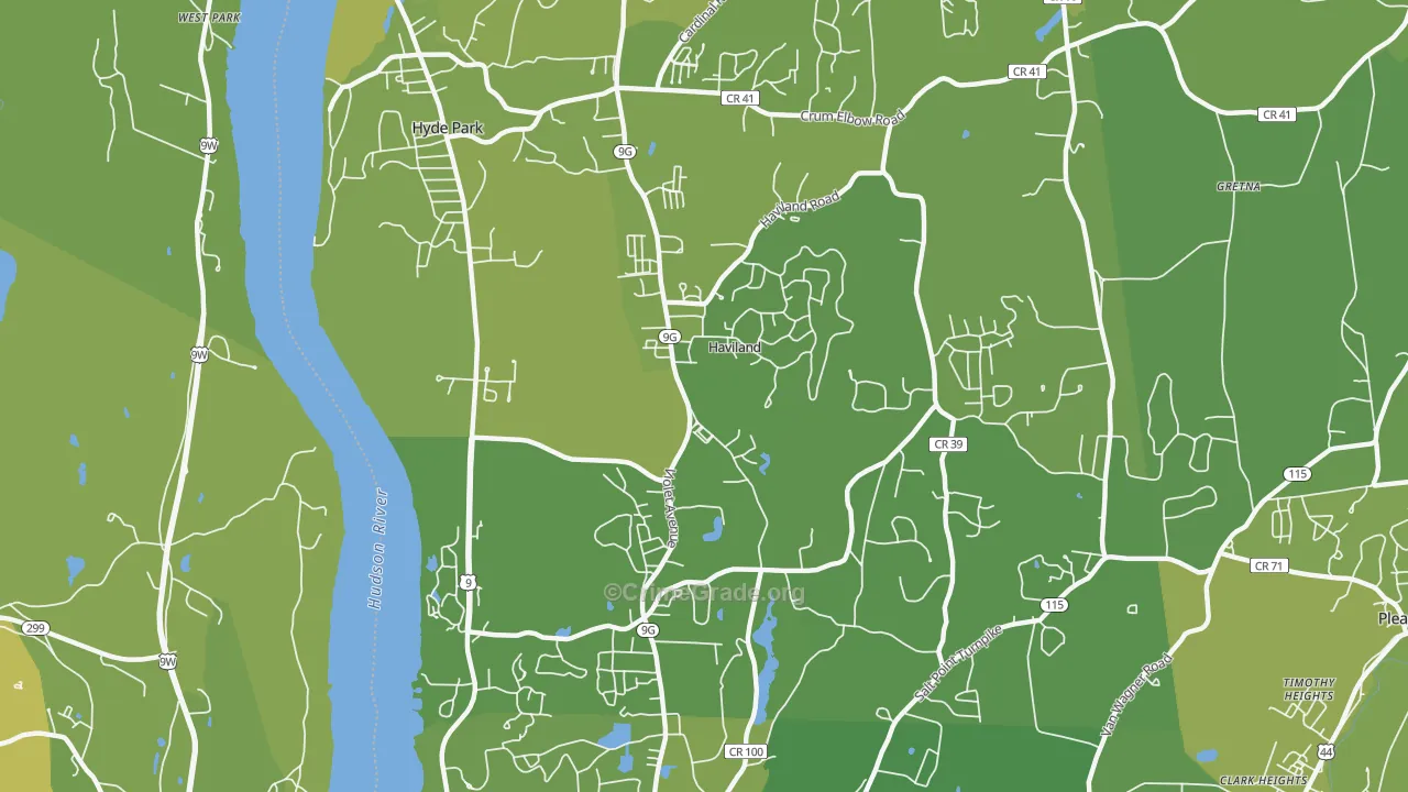 Haviland, NY Map of Vehicle Theft Rates