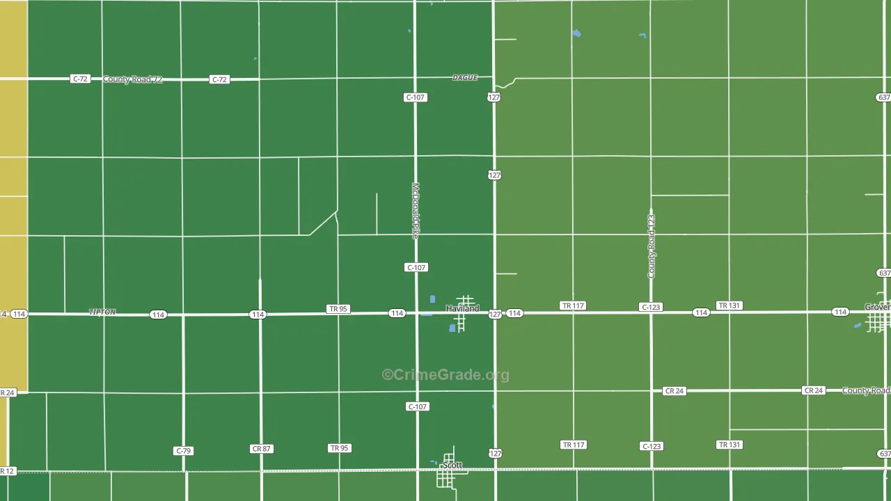 Haviland, OH Map of Vehicle Theft Rates