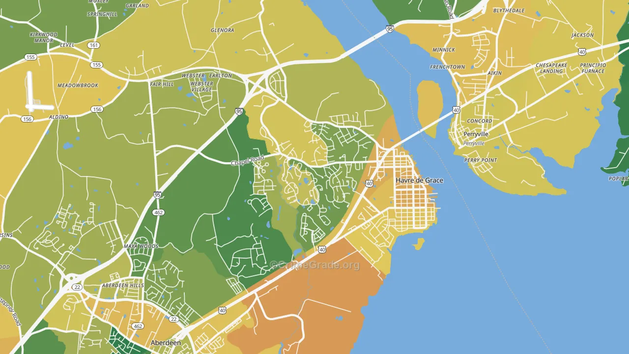 Havre de Grace, MD Map of Vehicle Theft Rates