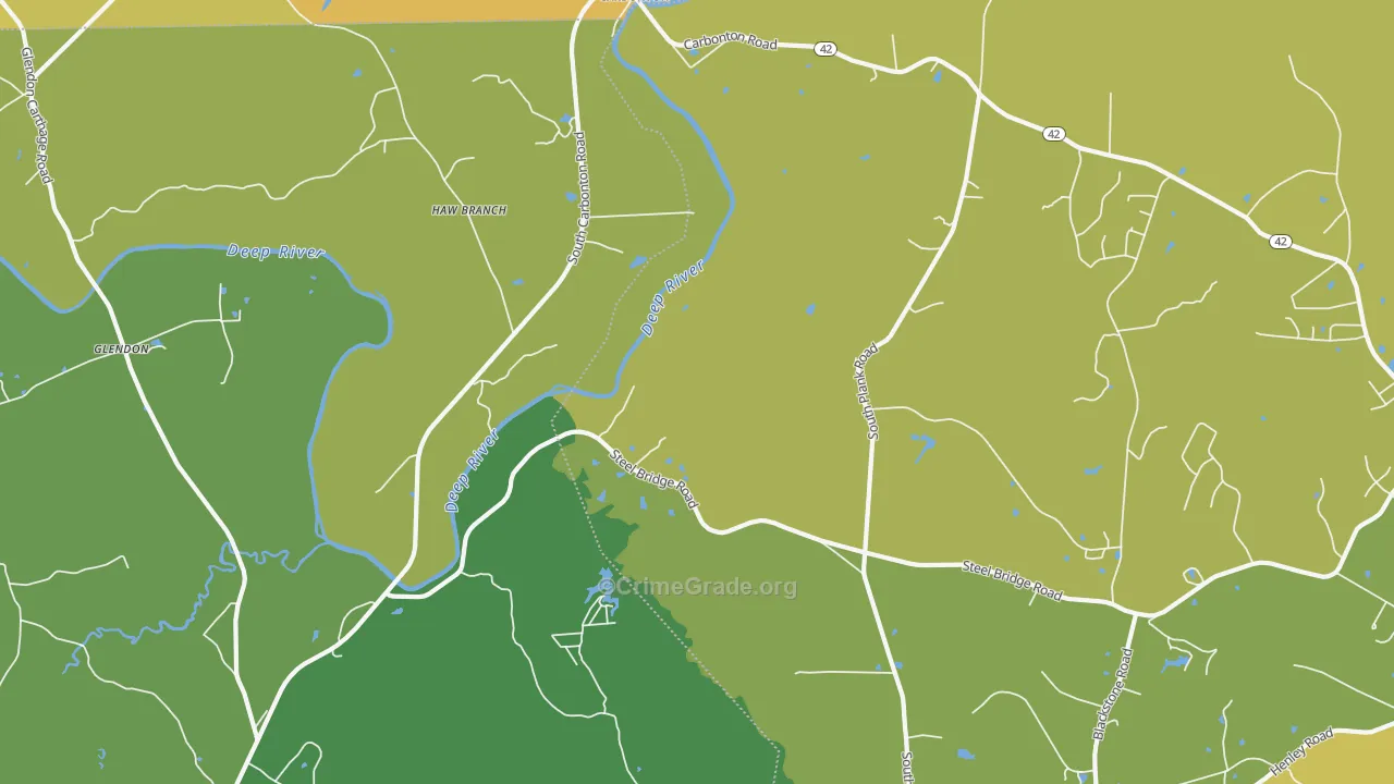 Haw Branch, NC Map of Vehicle Theft Rates