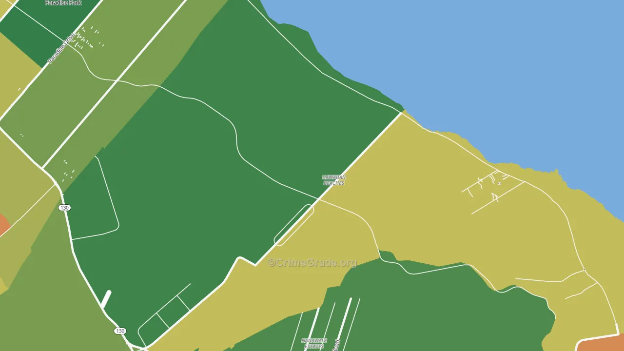 Hawaiian Beaches, HI Map of Vehicle Theft Rates