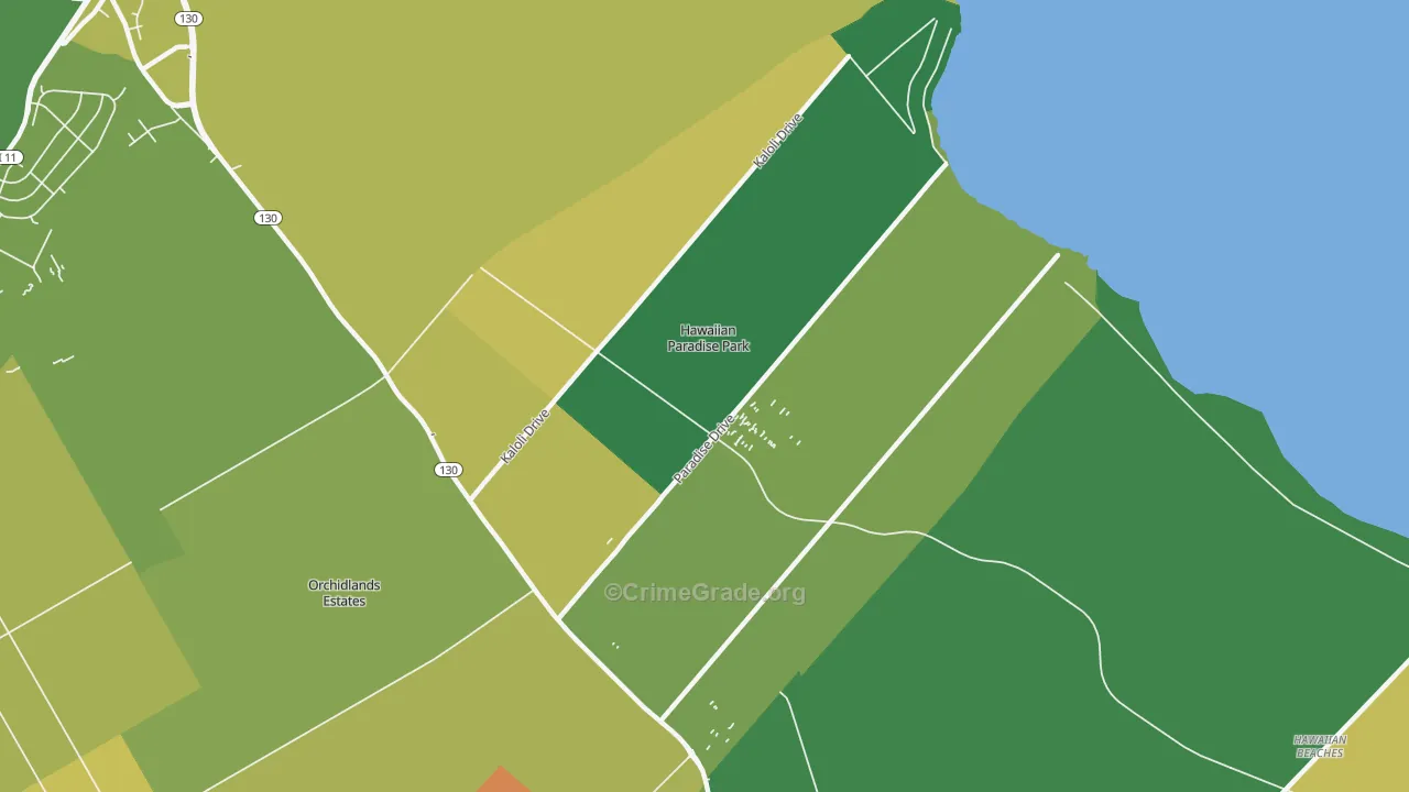Hawaiian Paradise Park, HI Map of Vehicle Theft Rates