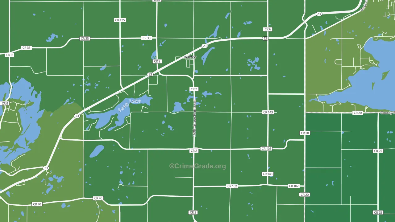 Hawick, MN Map of Vehicle Theft Rates