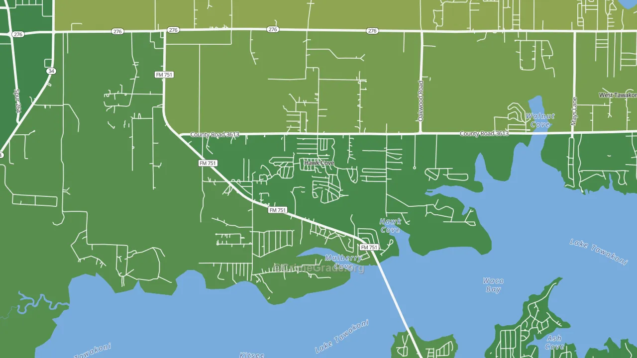 Hawk Cove, TX Map of Vehicle Theft Rates
