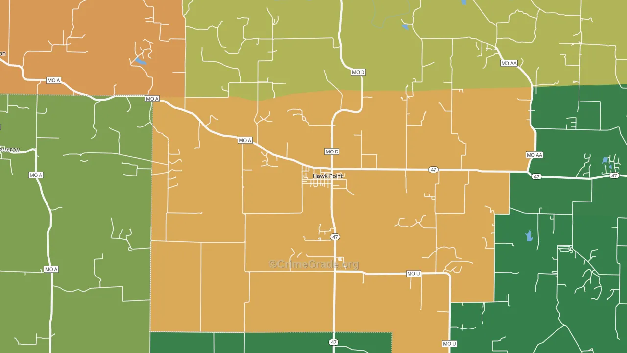 Hawk Point, MO Map of Vehicle Theft Rates