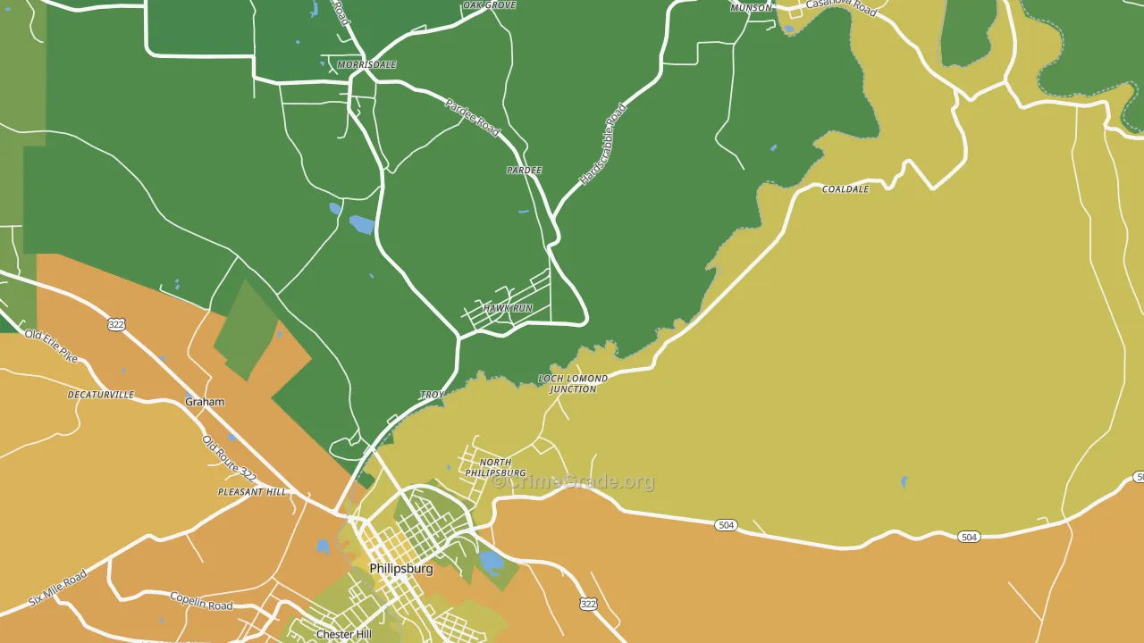 Hawk Run, PA Map of Vehicle Theft Rates