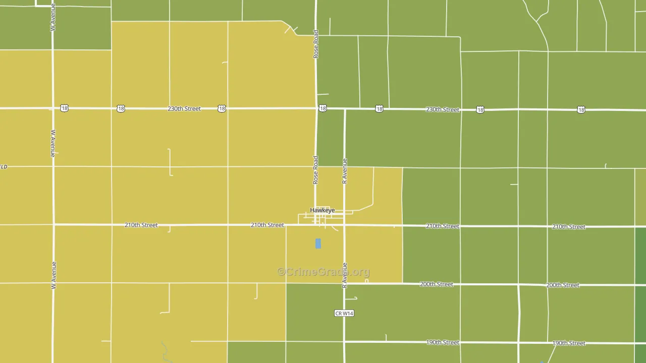 Hawkeye, IA Map of Vehicle Theft Rates