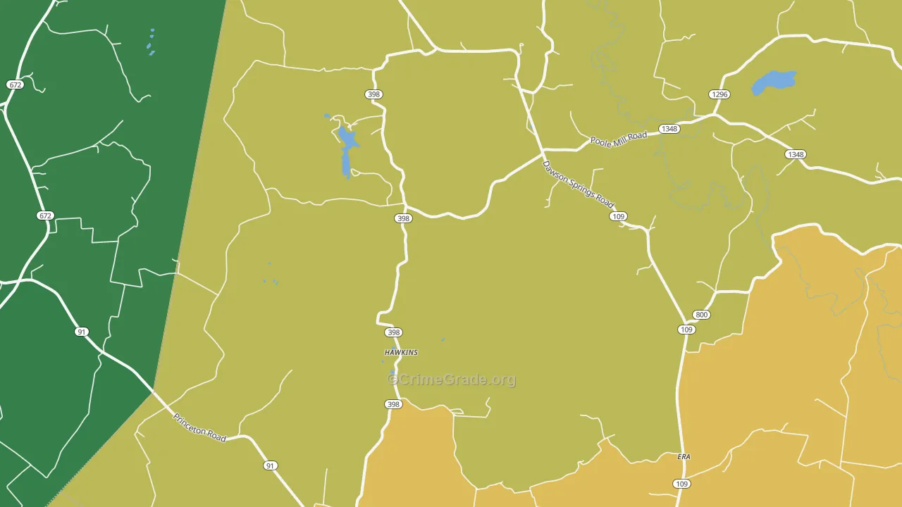 Hawkins, KY Map of Vehicle Theft Rates