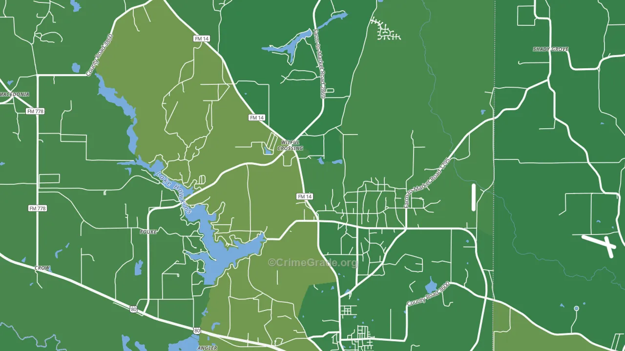 Hawkins, TX Map of Vehicle Theft Rates