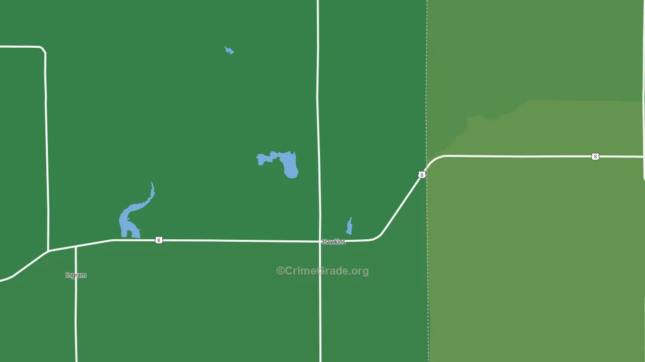 Hawkins, WI Map of Vehicle Theft Rates