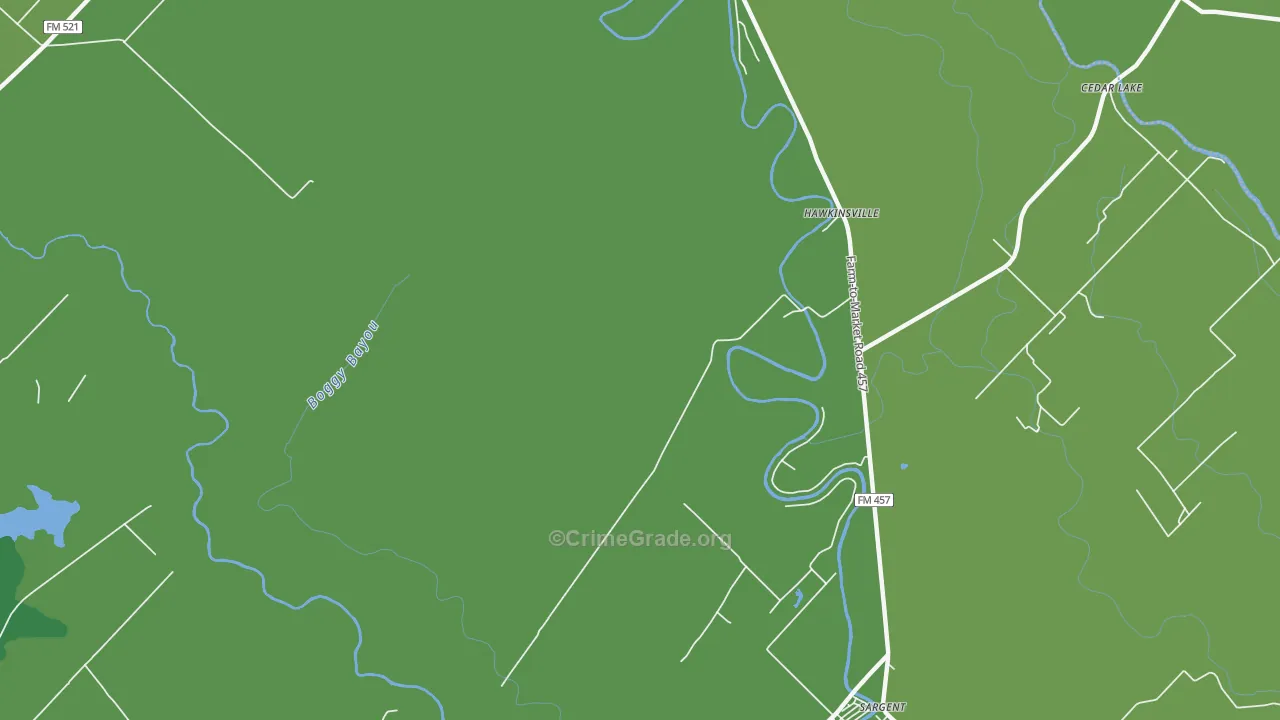 Hawkinsville, TX Map of Vehicle Theft Rates