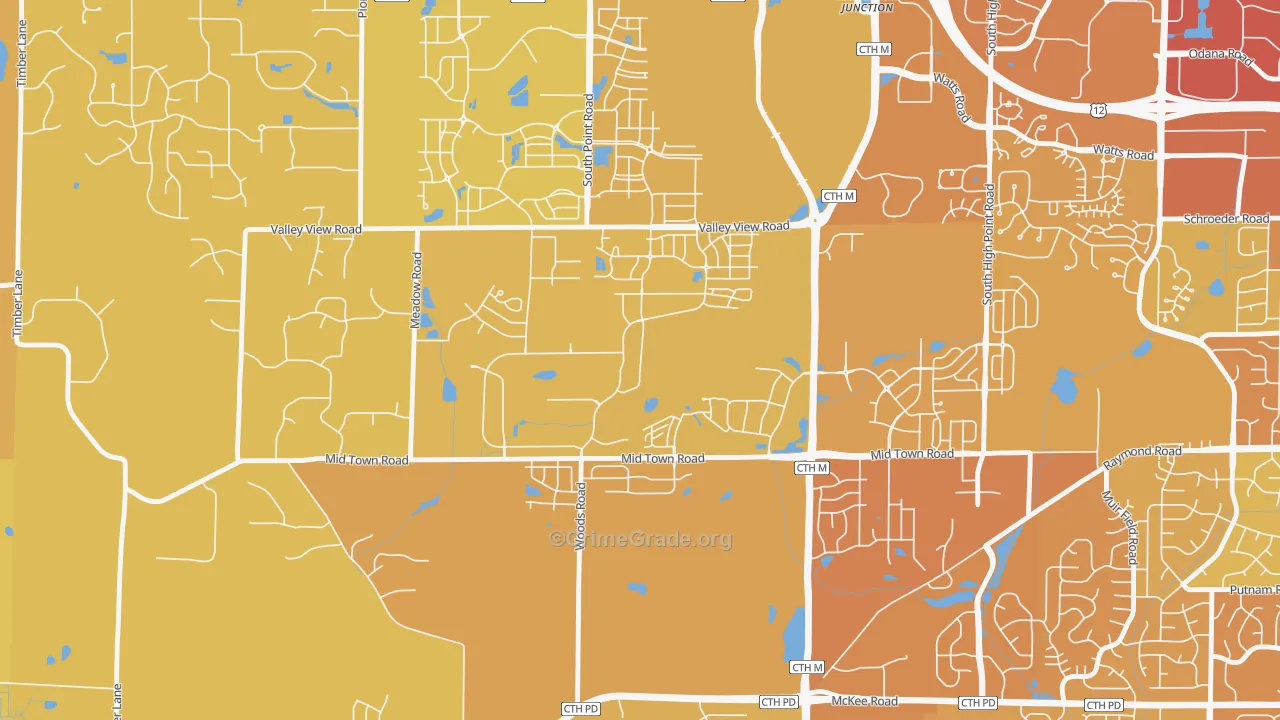 Hawk's Landing, Verona, WI Map of Vehicle Theft Rates
