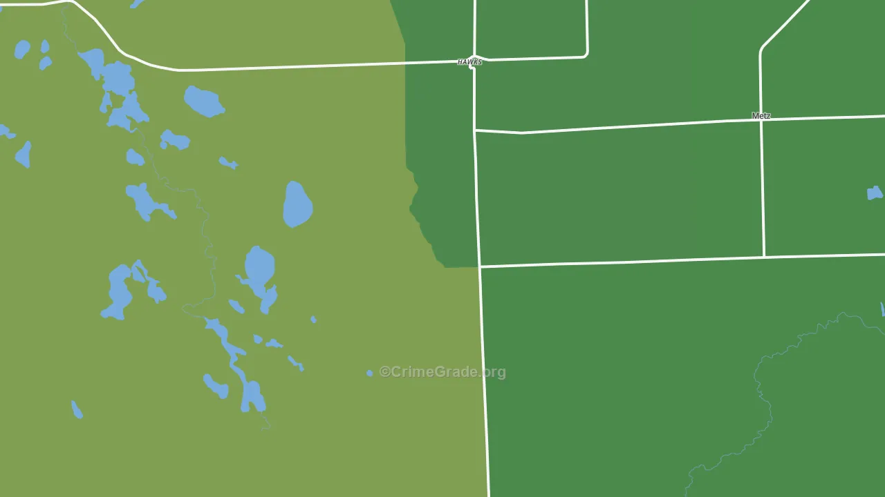 Hawks, MI Map of Vehicle Theft Rates