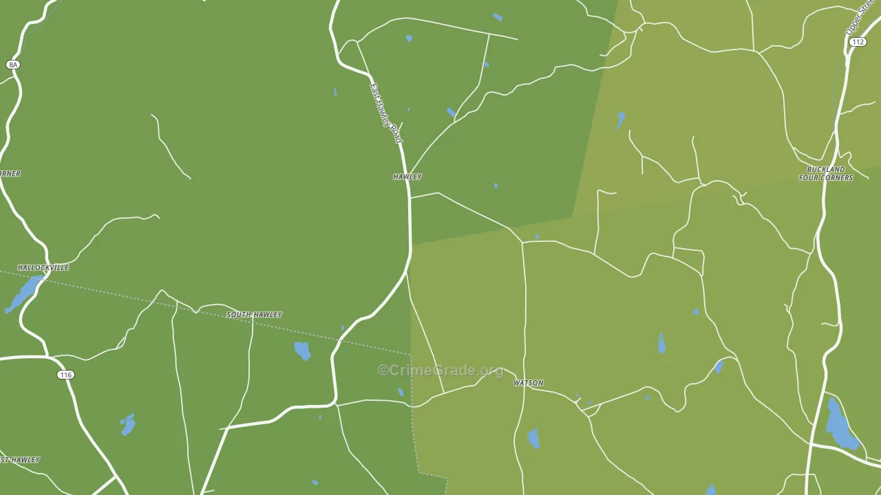 Hawley, MA Map of Vehicle Theft Rates