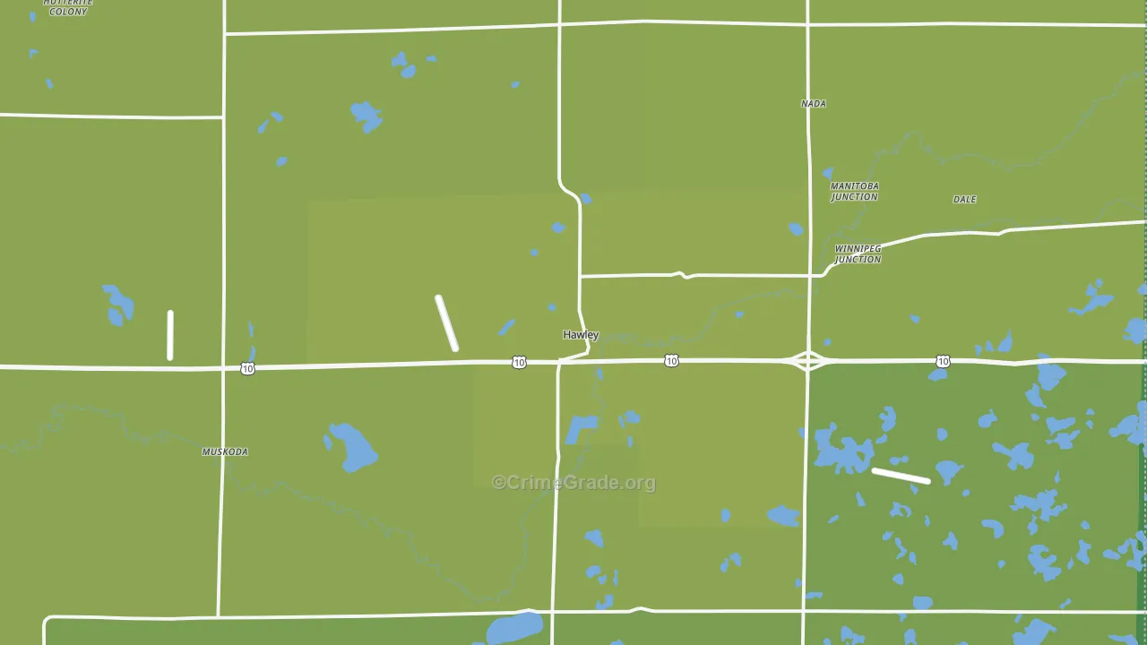 Hawley, MN Map of Vehicle Theft Rates