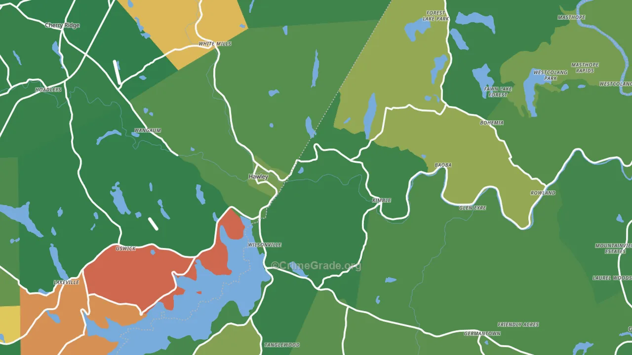 Hawley, PA Map of Vehicle Theft Rates