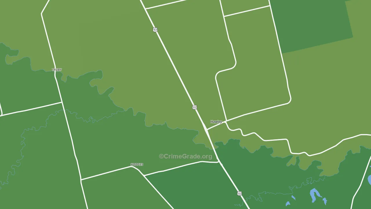 Hawley, TX Map of Vehicle Theft Rates