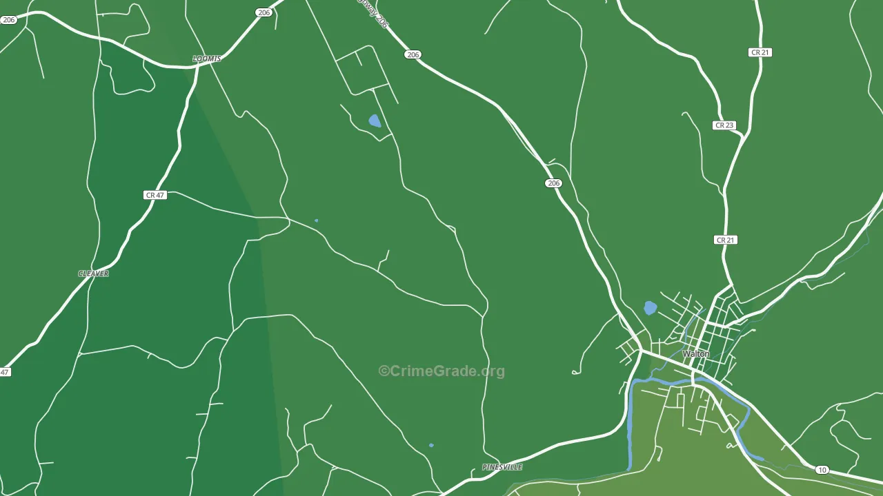Hawleys, NY Map of Vehicle Theft Rates