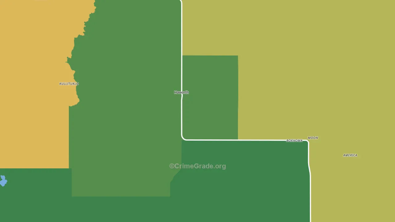 Haworth, OK Map of Vehicle Theft Rates