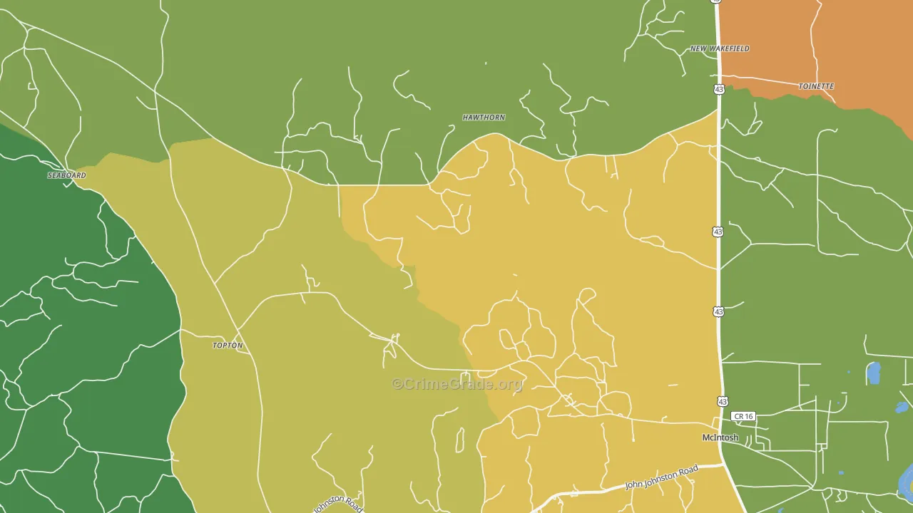 Hawthorn, AL Map of Vehicle Theft Rates