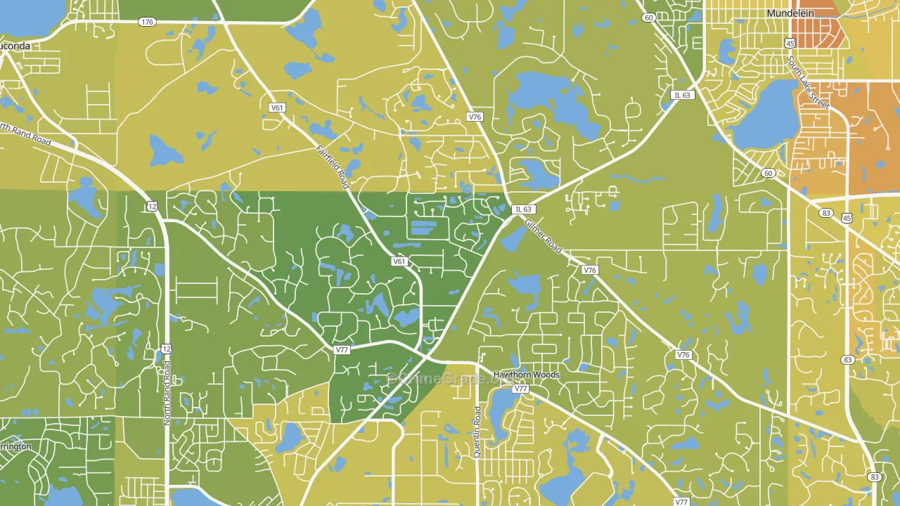 Hawthorn Woods, IL Map of Vehicle Theft Rates