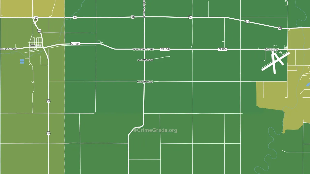 Hawthorne, IA Map of Vehicle Theft Rates