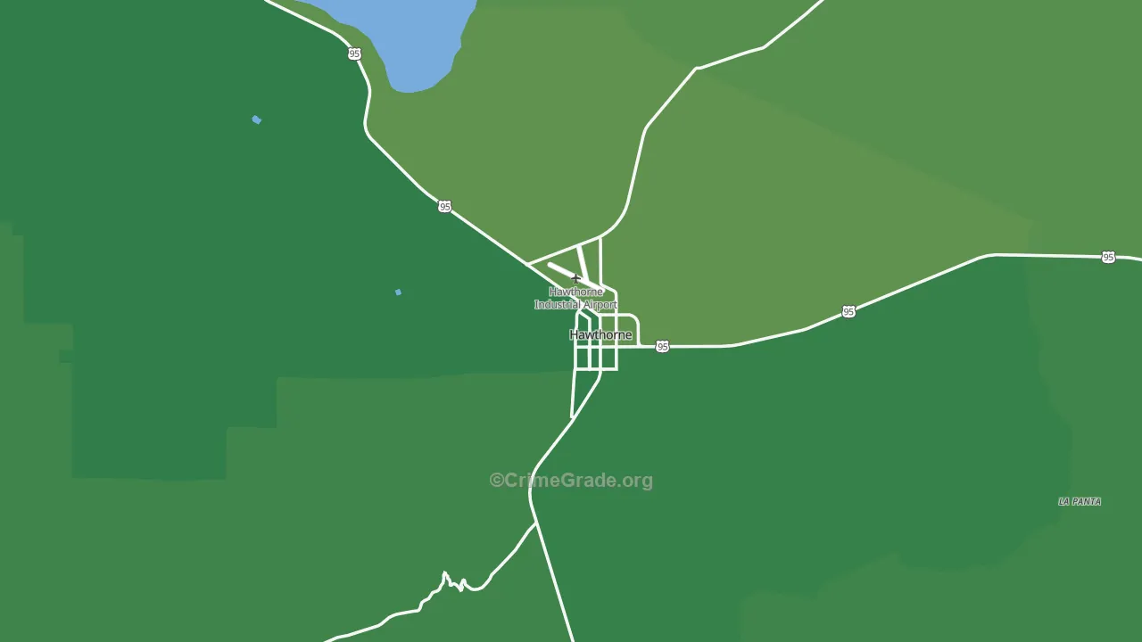 Hawthorne, NV Map of Vehicle Theft Rates
