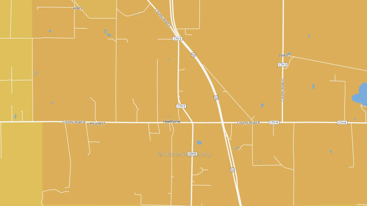 Hawthorne, WI Map of Vehicle Theft Rates