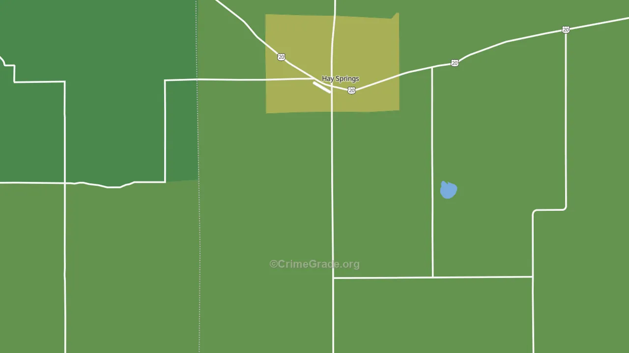 Hay Springs, NE Map of Vehicle Theft Rates