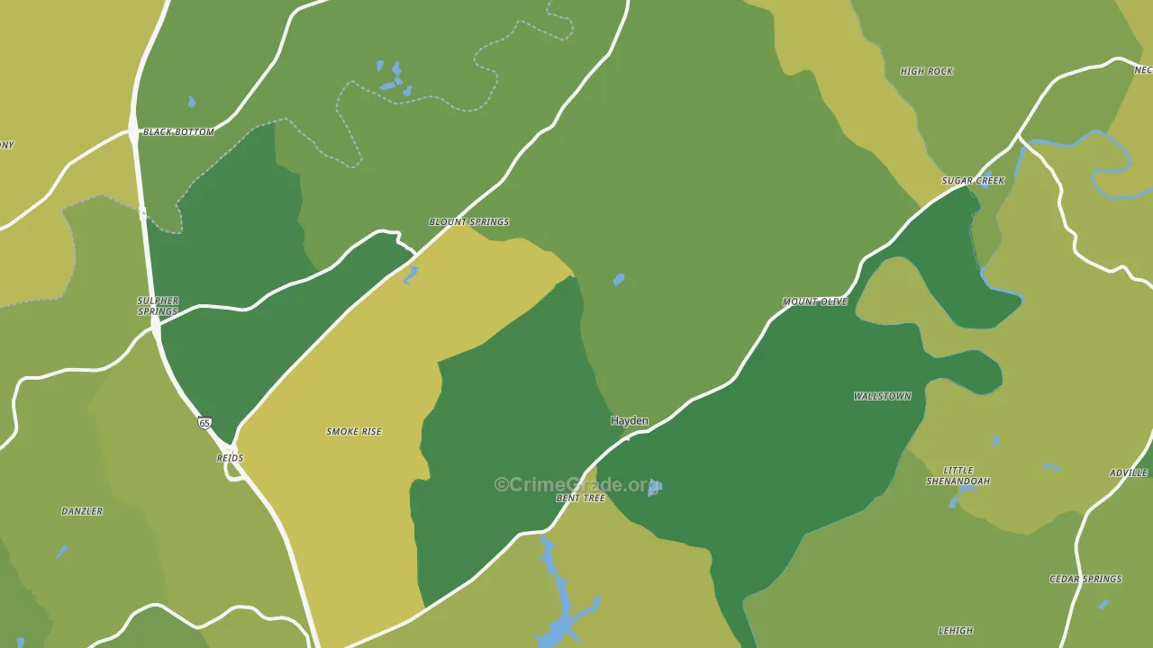 Hayden, AL Map of Vehicle Theft Rates