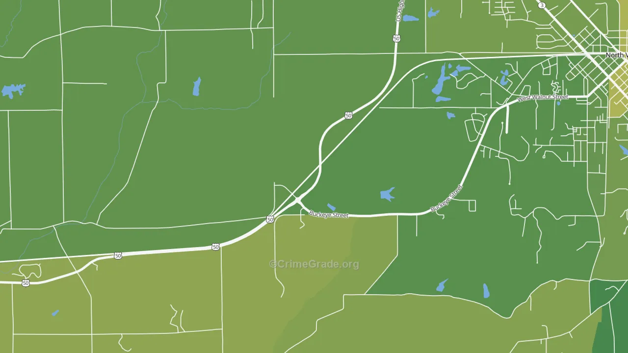 Hayden, IN Map of Vehicle Theft Rates