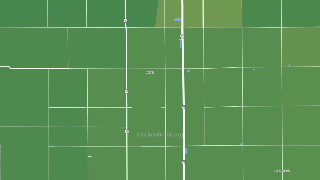 Hayes, IL Map of Vehicle Theft Rates