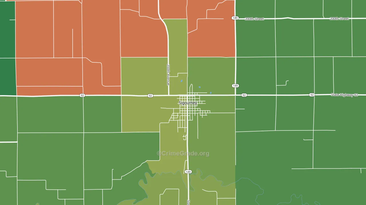 Hayesville, IA Map of Vehicle Theft Rates
