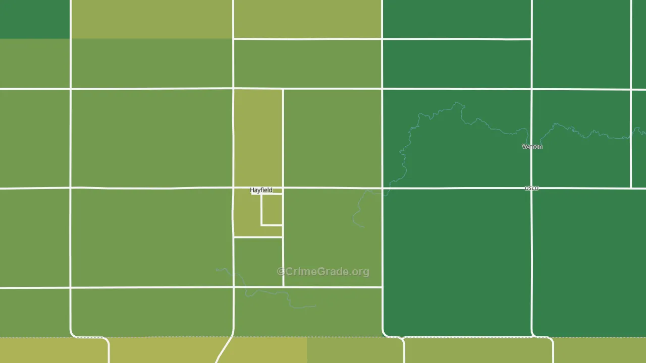 Hayfield, MN Map of Vehicle Theft Rates