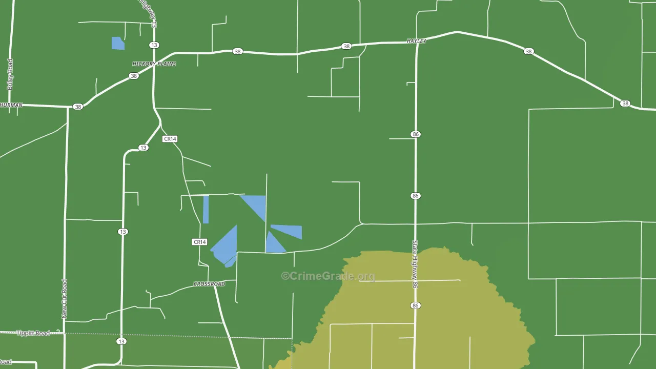 Hayley, AR Map of Vehicle Theft Rates
