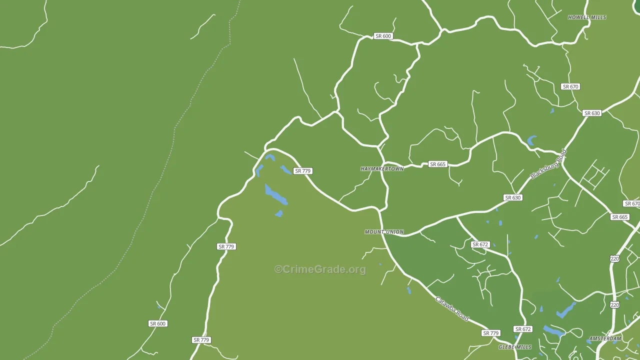 Haymakertown, VA Map of Vehicle Theft Rates