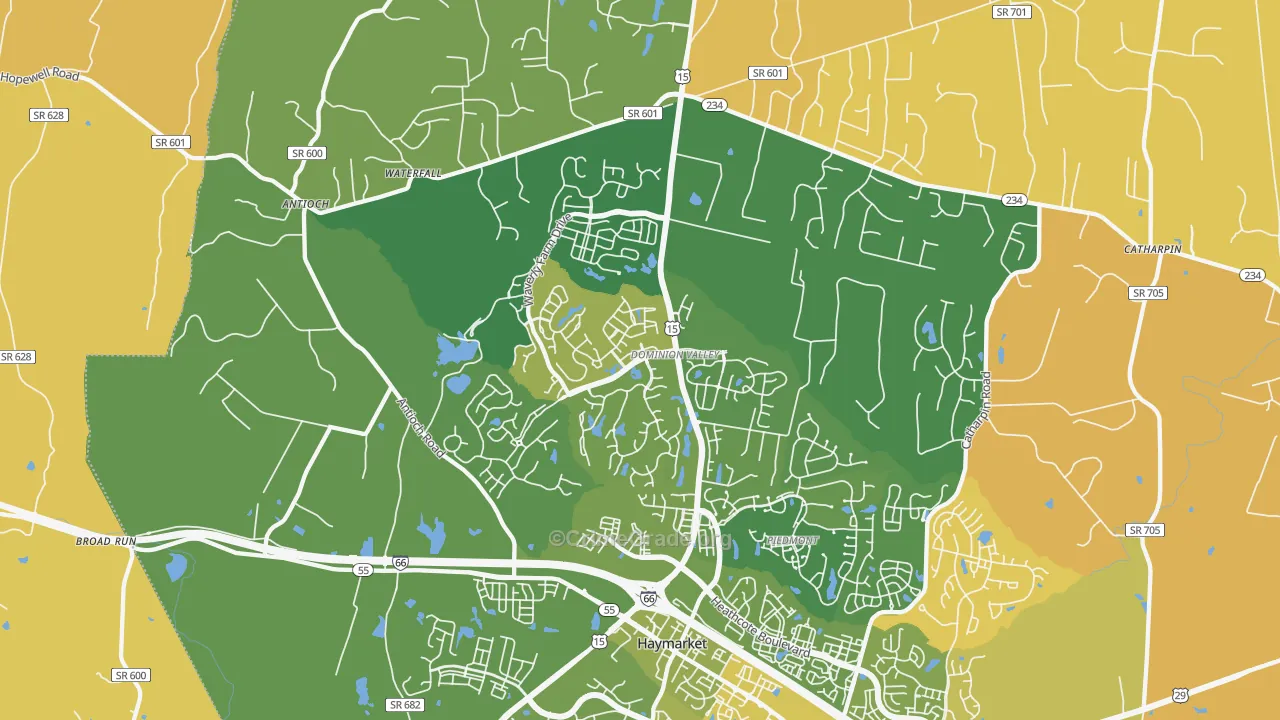 Haymarket, VA Map of Vehicle Theft Rates