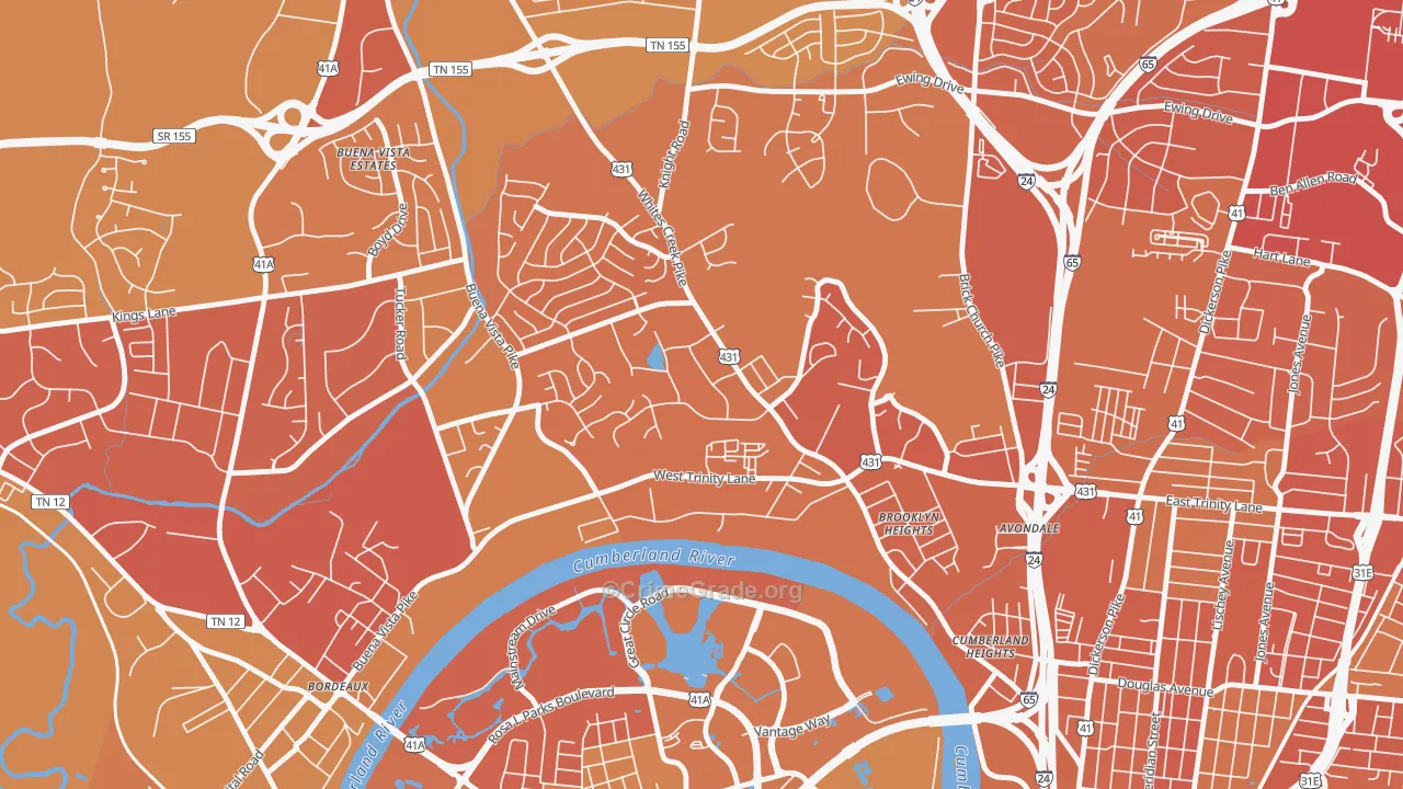 Haynes Area, Nashville, TN Map of Vehicle Theft Rates