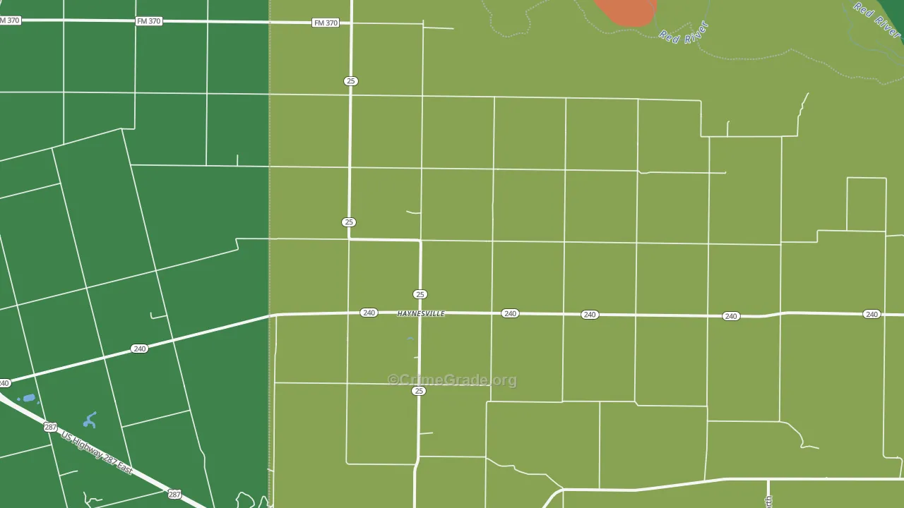 Haynesville, TX Map of Vehicle Theft Rates