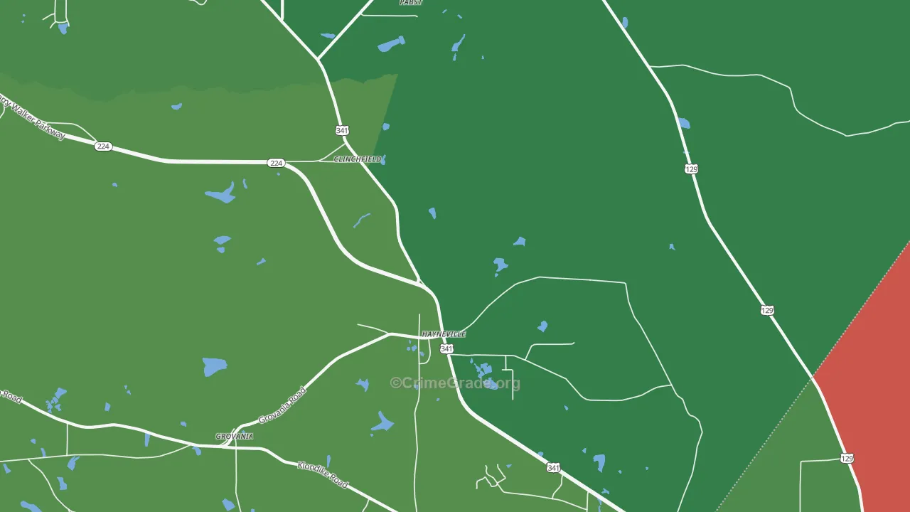 Hayneville, GA Map of Vehicle Theft Rates